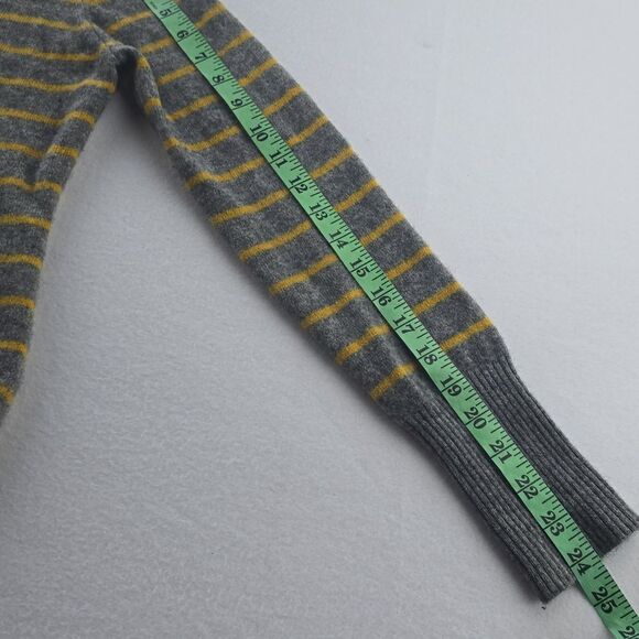 Fenn Wright Mason 2 Ply Cashmere Sweater Gray Yellow Stripe Crew Neck Medium - Picture 6 of 7